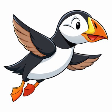 Puffin bird. Vector illustration of colorful puffin bird isolated on white. Flat design