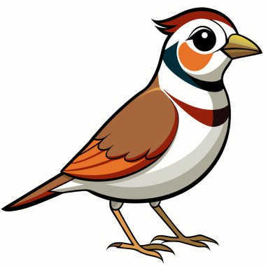 Sparrow in flat style on a white background. clipart