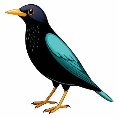 Starling vektör illüstrasyonu, çizgi film tırmanış karakteri, yassı şekilli hayvan.