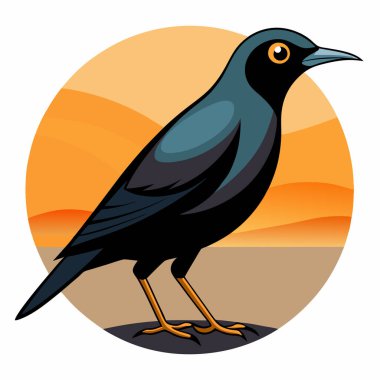 Starling vektör illüstrasyonu, çizgi film tırmanış karakteri, yassı şekilli hayvan.