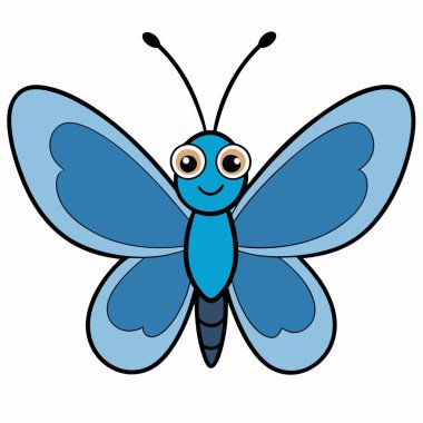 Beyaz arkaplanda mavi Morpho kelebek siluet vektör çizimleri.