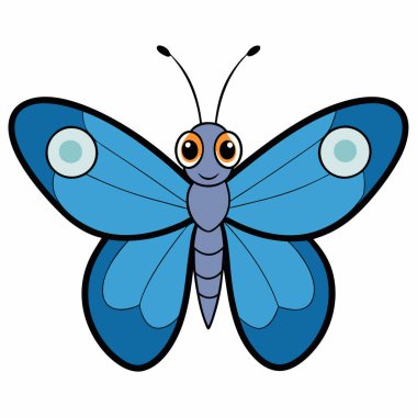 Beyaz arkaplanda mavi Morpho kelebek siluet vektör çizimleri.
