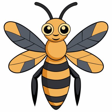 Sand Wasp insect flat vector illustration on white background clipart