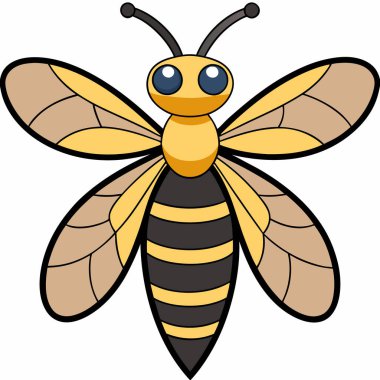 Sand Wasp insect flat vector illustration on white background clipart