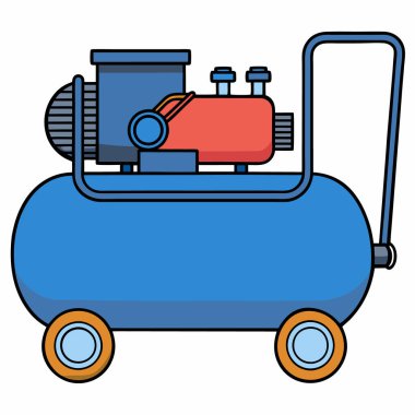 Beyaz arkaplanda izole edilmiş hava kompresörü düz vektör tasarımı.