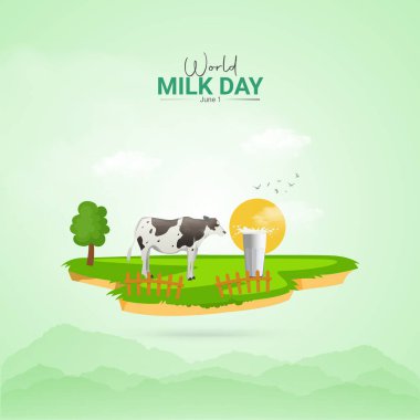 World Milk Day, Milk Day Creative Ads Design For Social media post, National Milk Day clipart