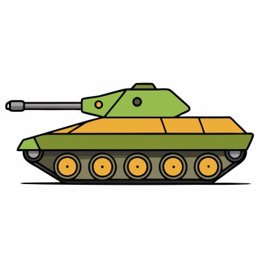 Tank düz biçim vektörü izole edilmiş beyaz arkaplan