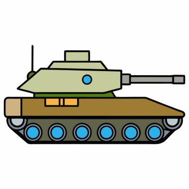 Tank düz biçim vektörü izole edilmiş beyaz arkaplan