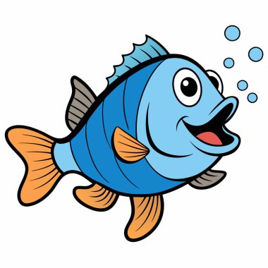 Bluegill balığı beyaz arkaplanda düz vektör çizimini izole etti