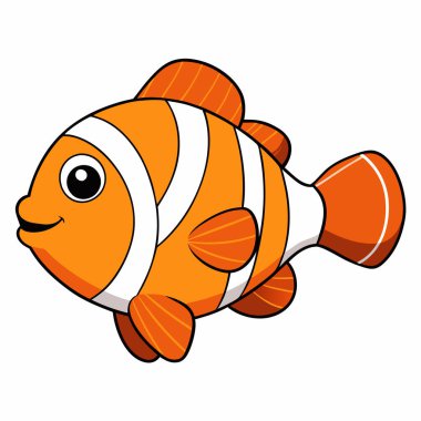 Clownfish fish isolated flat vector illustration on white background clipart