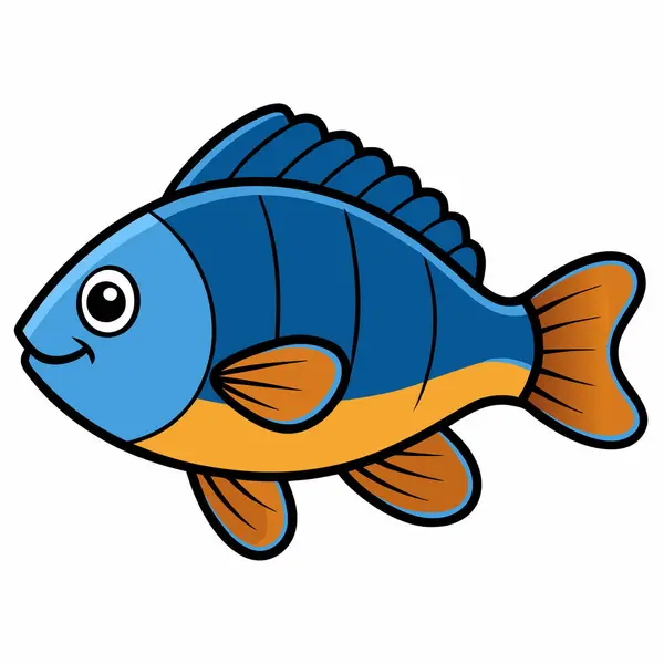 Bluegill balığı beyaz arkaplanda düz vektör çizimini izole etti