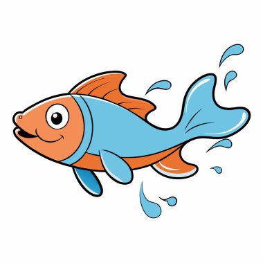 Guppy balığı beyaz arkaplanda düz vektör çizimini izole etti