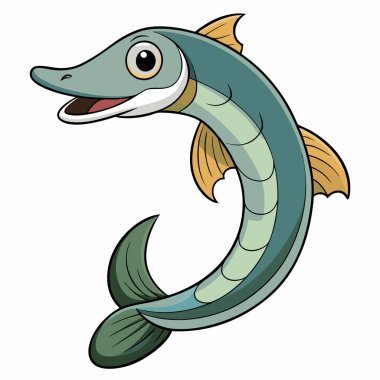 Lamprey balığı beyaz arkaplanda düz vektör çizimini izole etti