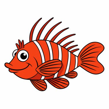 Lionfish fish isolated flat vector illustration on white background clipart