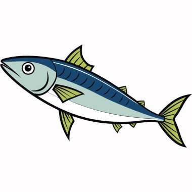 Mackerel fish isolated flat vector illustration on white background