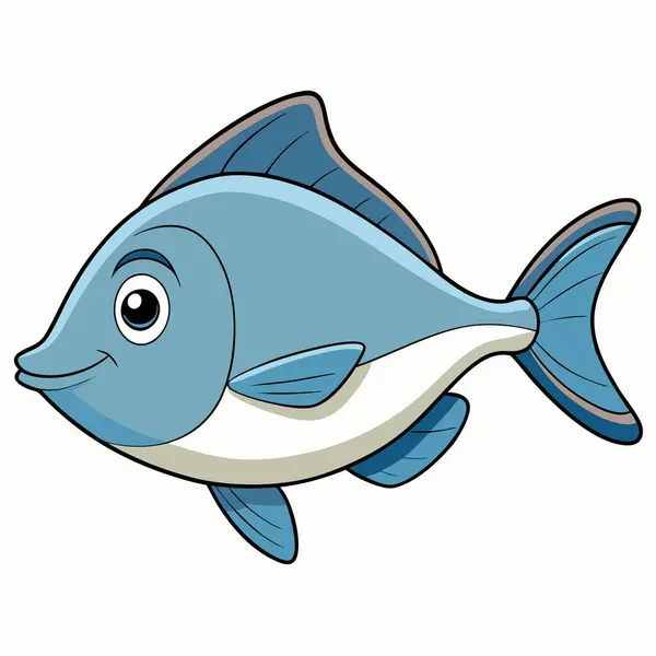 Halibut balığı beyaz arkaplanda düz vektör çizimini izole etti