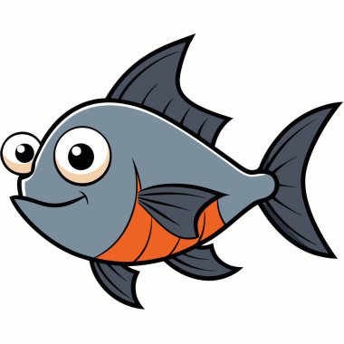 Piranha balığı beyaz arkaplanda düz vektör çizimini izole etti
