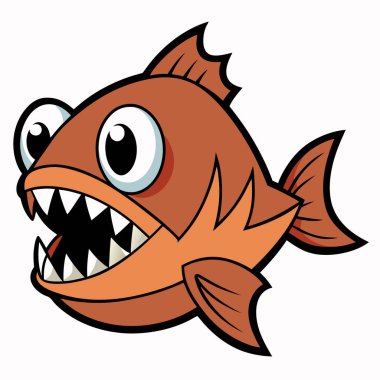 Piranha balığı beyaz arkaplanda düz vektör çizimini izole etti