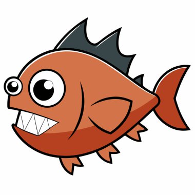 Piranha balığı beyaz arkaplanda düz vektör çizimini izole etti