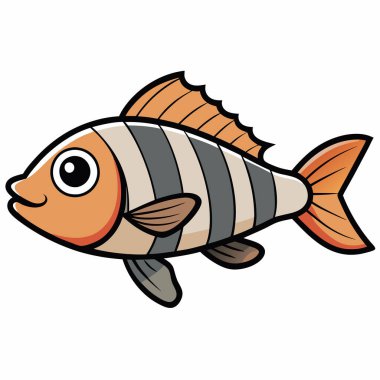 Sheepshead fish isolated flat vector illustration on white background clipart