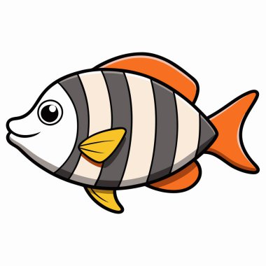 Sheepshead fish isolated flat vector illustration on white background clipart