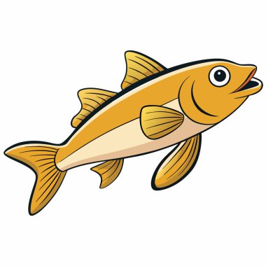 Walleye balığı beyaz arkaplanda izole edilmiş düz vektör çizimi