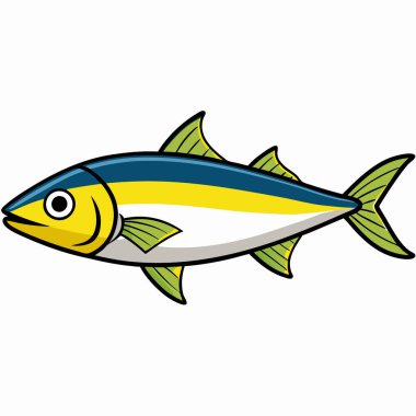 Yellowtail fish isolated flat vector illustration on white background clipart