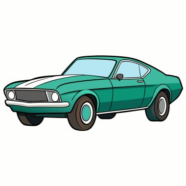 Mustang araba çizimi düz vektör tasarımı