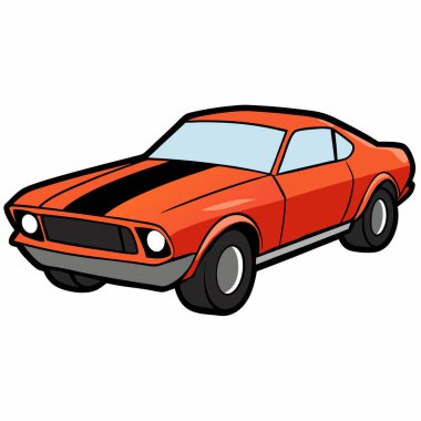 Mustang araba çizimi düz vektör tasarımı