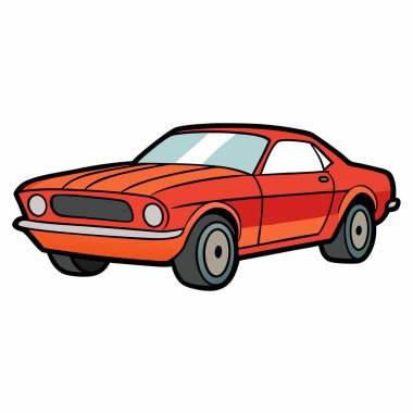 Mustang araba çizimi düz vektör tasarımı