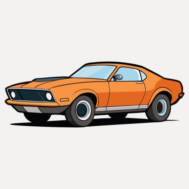 Mustang araba çizimi düz vektör tasarımı