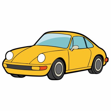 Porsche araba çizimi düz vektör tasarımı