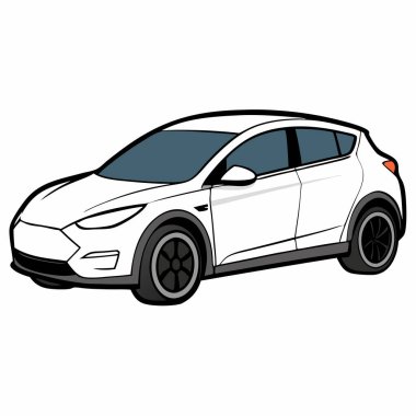Tesla araba çizimi düz vektör tasarımı