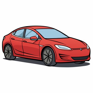 Tesla araba çizimi düz vektör tasarımı