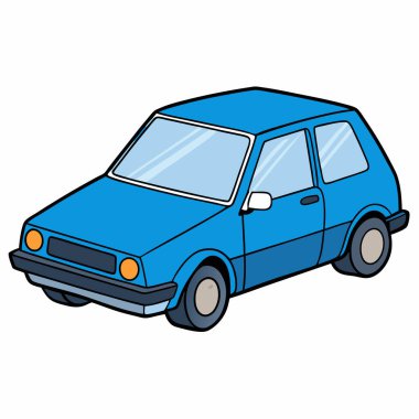 Volkswagen Golf arabası çizimi düz vektör tasarımı