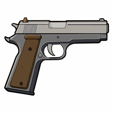 Browning Hi-Power silahı, polis silah vektör tasarımı, askeri vektör tasarımı illüstrasyonu.