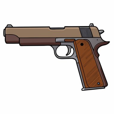 Colt 1911 silah, polis silah vektör tasarımı, askeri vektör tasarımı illüstrasyonu.