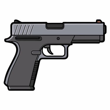 Glock 19 silah, polis silah vektör tasarımı, askeri vektör tasarımı illüstrasyonu.