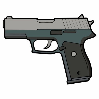 Kahr PM9 silahı, polis silah vektör tasarımı, askeri vektör tasarımı illüstrasyonu.
