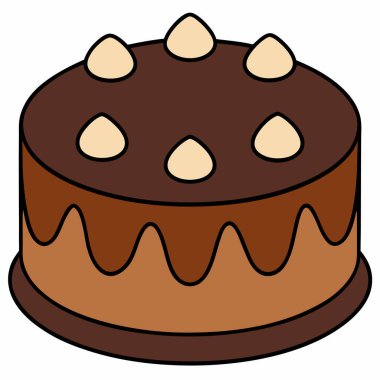 Çikolatalı Kek düz vektör çizimi beyaz arkaplan