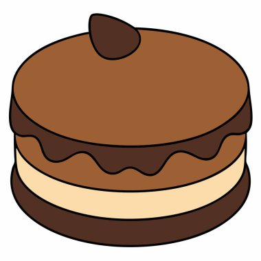 Çikolatalı Kek düz vektör çizimi beyaz arkaplan