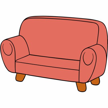 karikatür karalama kanepesi beyaz arkaplanda izole