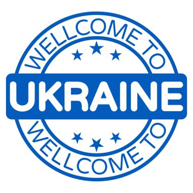 Ukrayna İşareti, Damga, Etiket vektör illüstrasyonuna Hoşgeldiniz
