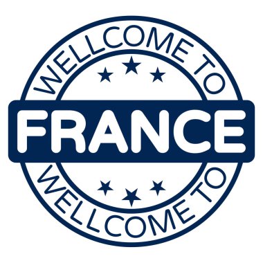 Fransa 'ya Hoşgeldiniz İmza, Damga, Etiket vektör illüstrasyonuna