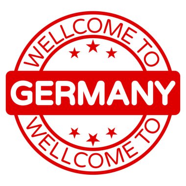 Almanya 'ya Hoşgeldiniz İmza, Damga, Etiket vektör illüstrasyonu