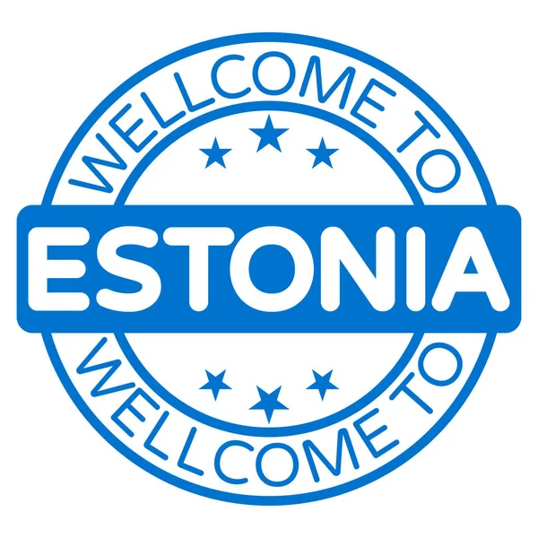 Welkom Estland Teken Stempel Sticker Vector Illustratie — Stockvector