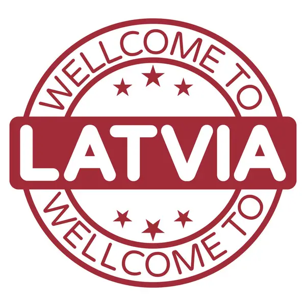 Welkom Letland Teken Stempel Sticker Vector Illustratie — Stockvector