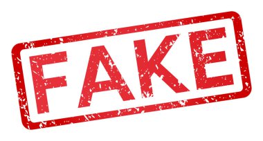 Grunge vektör illüstrasyonlu kırmızı sahte damga etiketi