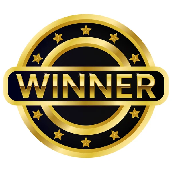 Yıldız vektör illüstrasyonlu Altın Kazanan Pul Madalyası