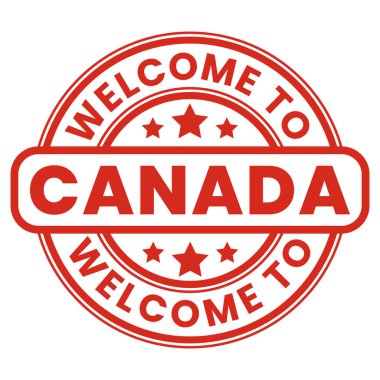 Kanada yapımı kırmızı ve koyu gri damga vektör çizimi